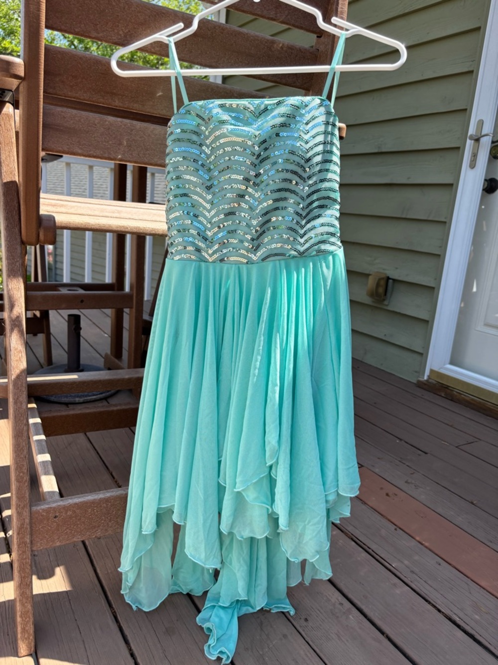 Aqua Sequin Strapless High-Low Dress